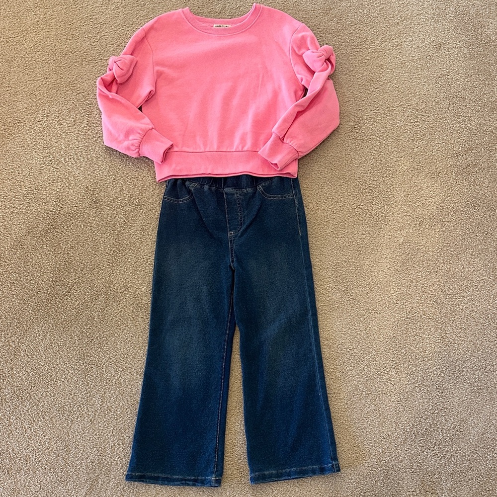 Habitual Vibrant Pink Sweatshirt and jeans set